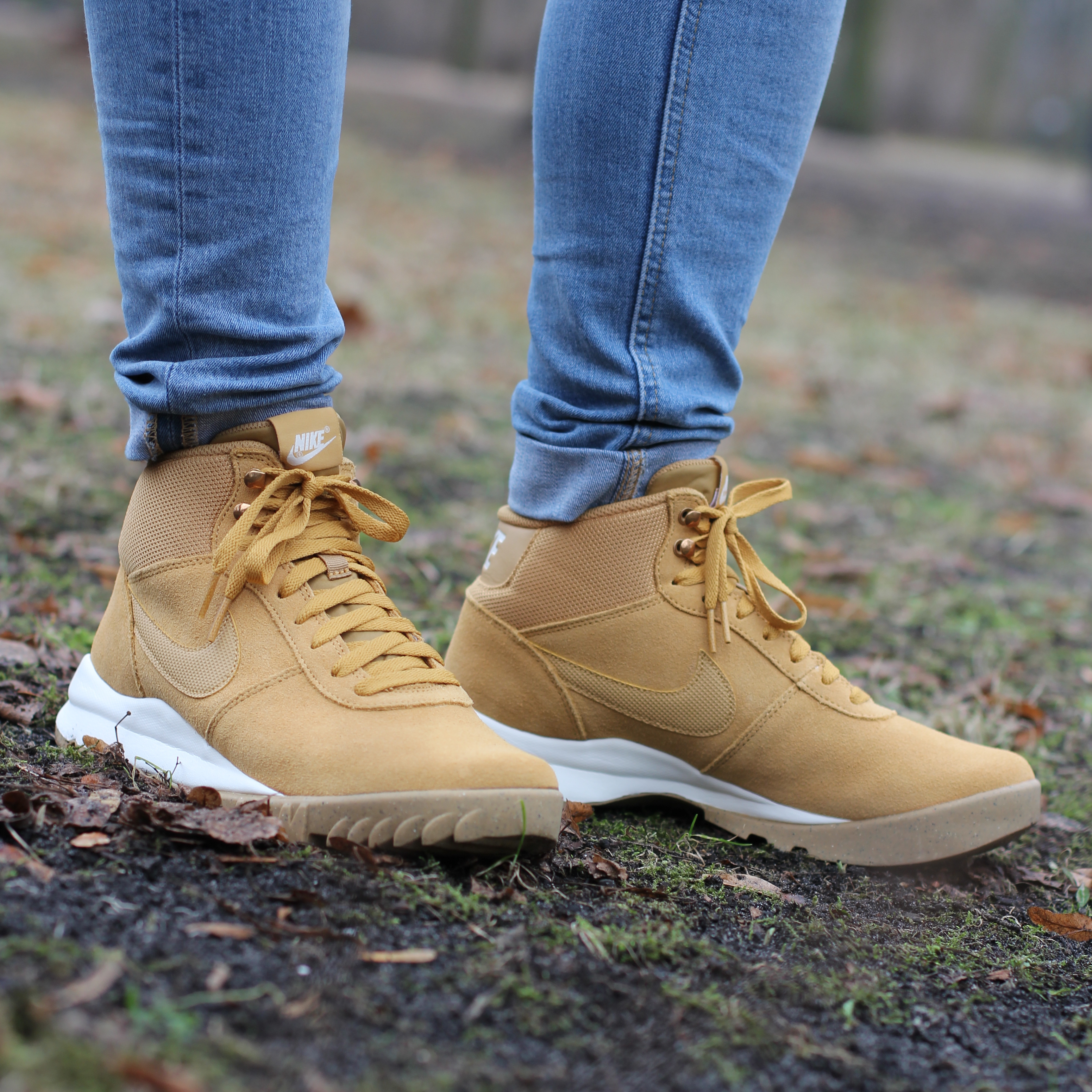 nike hoodland suede on feet